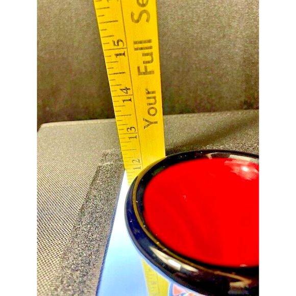 Art Glass Vase Modern Studio Swags & Red Interior 12" x 5" - 7 lbs - Picture 7 of 8